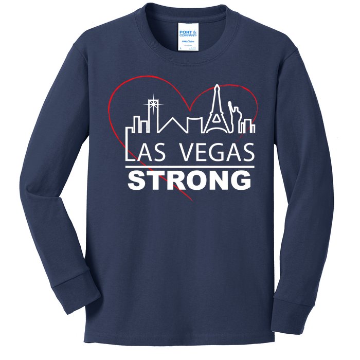 Las Vegas Strong Heart Skyline Kids Long Sleeve Shirt