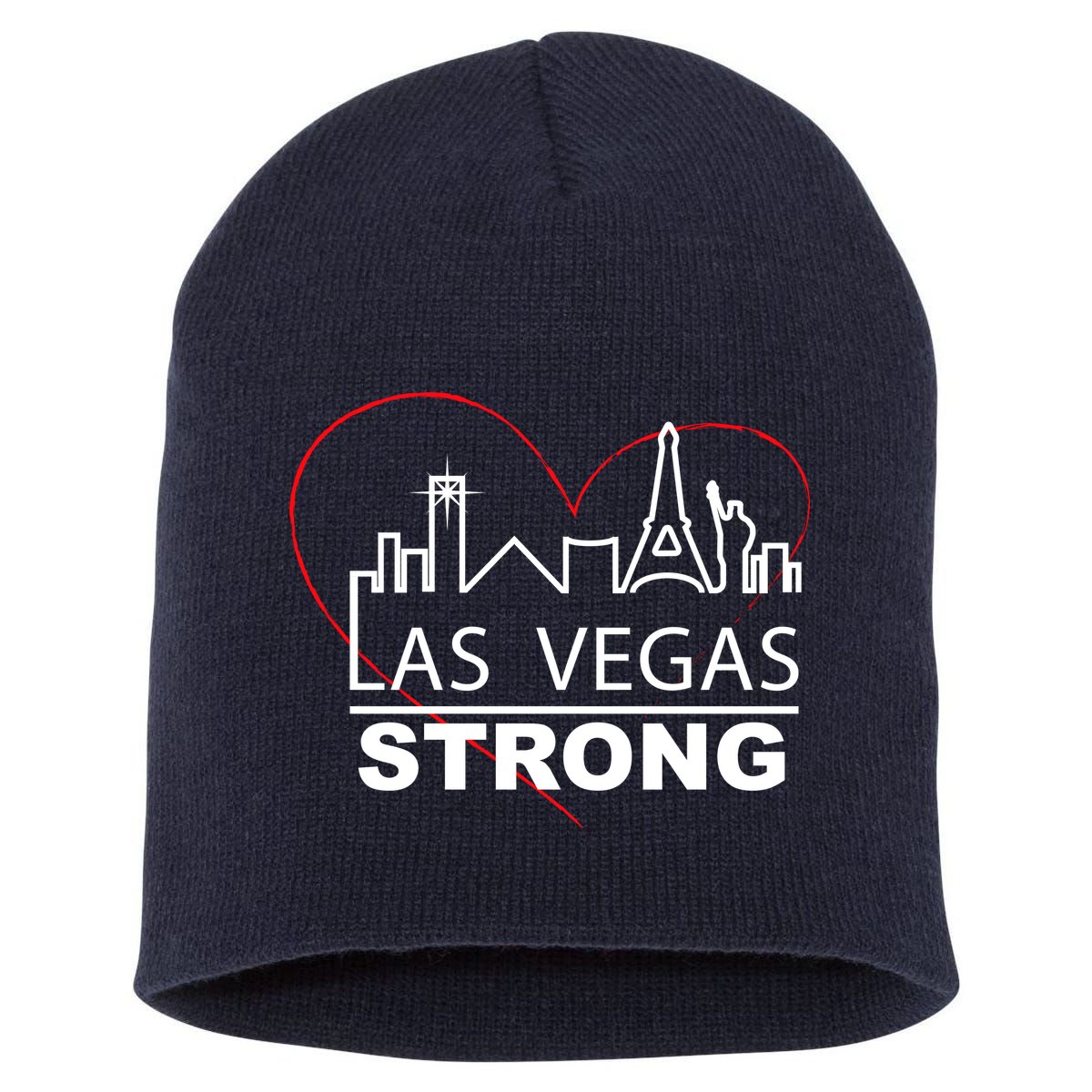 Las Vegas Strong Heart Skyline Short Acrylic Beanie