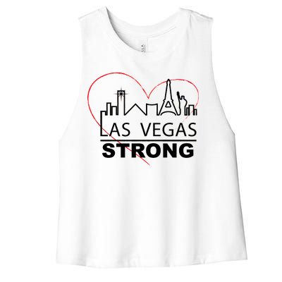 Las Vegas Strong Heart Skyline Women's Racerback Cropped Tank