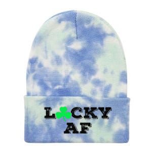 Lucky AF St Patricks Day Men Women's T Tie Dye 12in Knit Beanie