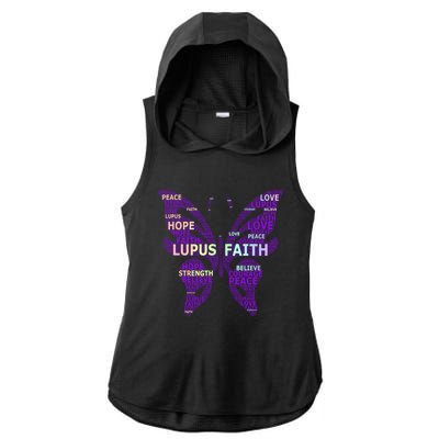 Lupus Awareness Support Strong Diva Survivor Purple Ribbon Gift Ladies PosiCharge Tri-Blend Wicking Draft Hoodie Tank