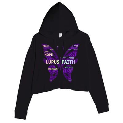 Lupus Awareness Support Strong Diva Survivor Purple Ribbon Gift Crop Fleece Hoodie