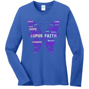 Lupus Awareness Support Strong Diva Survivor Purple Ribbon Gift Ladies Long Sleeve Shirt