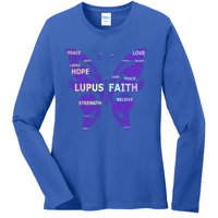 Lupus Awareness Support Strong Diva Survivor Purple Ribbon Gift Ladies Long Sleeve Shirt