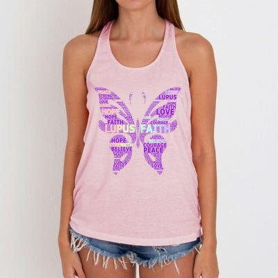 Lupus Awareness Support Strong Diva Survivor Purple Ribbon Gift Women's Knotted Racerback Tank