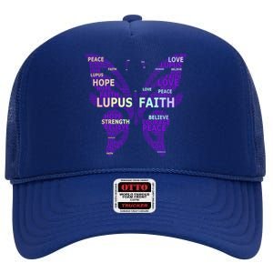 Lupus Awareness Support Strong Diva Survivor Purple Ribbon Gift High Crown Mesh Back Trucker Hat