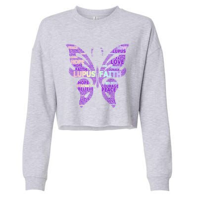 Lupus Awareness Support Strong Diva Survivor Purple Ribbon Gift Cropped Pullover Crew