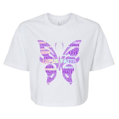 Lupus Awareness Support Strong Diva Survivor Purple Ribbon Gift Bella+Canvas Jersey Crop Tee