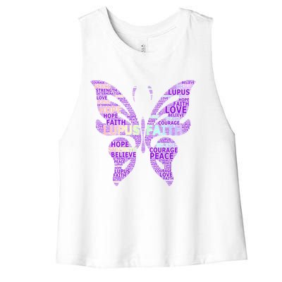 Lupus Awareness Support Strong Diva Survivor Purple Ribbon Gift Women's Racerback Cropped Tank