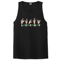 Lucky ASL St Patricks Day Shamrock Sign Language Deaf Mute PosiCharge Competitor Tank