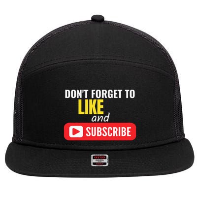 Like And Subscribe Vlogger Podcaster Influencer 7 Panel Mesh Trucker Snapback Hat