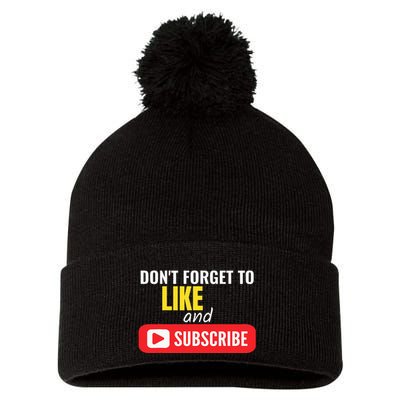 Like And Subscribe Vlogger Podcaster Influencer Pom Pom 12in Knit Beanie