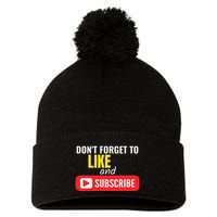 Like And Subscribe Vlogger Podcaster Influencer Pom Pom 12in Knit Beanie