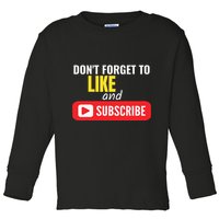 Like And Subscribe Vlogger Podcaster Influencer Toddler Long Sleeve Shirt
