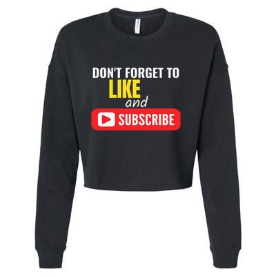 Like And Subscribe Vlogger Podcaster Influencer Cropped Pullover Crew