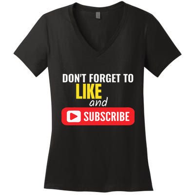 Like And Subscribe Vlogger Podcaster Influencer Women's V-Neck T-Shirt