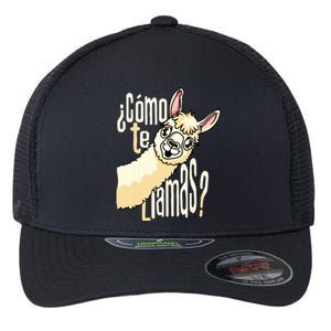 Llama Alpaca Spanish Joke Como Te Llamas Flexfit Unipanel Trucker Cap