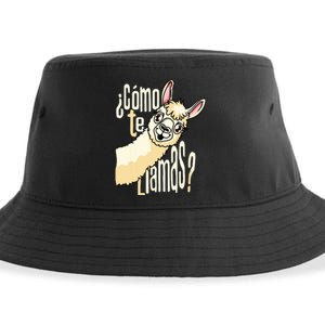 Llama Alpaca Spanish Joke Como Te Llamas Sustainable Bucket Hat