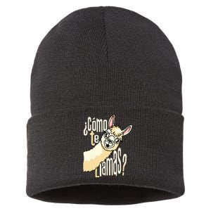 Llama Alpaca Spanish Joke Como Te Llamas Sustainable Knit Beanie