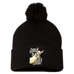 Llama Alpaca Spanish Joke Como Te Llamas Pom Pom 12in Knit Beanie