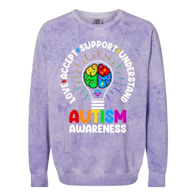 Love Accept Support Understand Autism Awareness Month Gift Colorblast Crewneck Sweatshirt