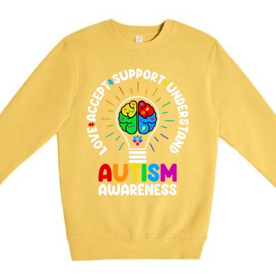 Love Accept Support Understand Autism Awareness Month Gift Premium Crewneck Sweatshirt