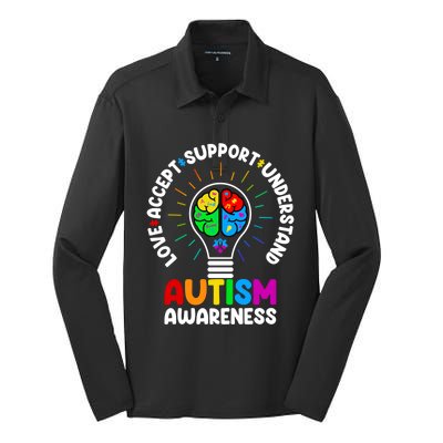 Love Accept Support Understand Autism Awareness Month Gift Silk Touch Performance Long Sleeve Polo