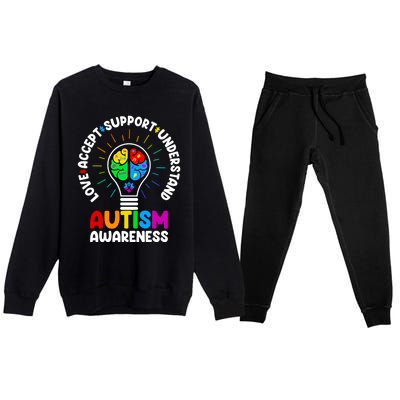 Love Accept Support Understand Autism Awareness Month Gift Premium Crewneck Sweatsuit Set