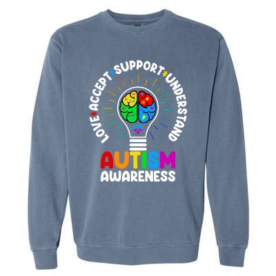 Love Accept Support Understand Autism Awareness Month Gift Garment-Dyed Sweatshirt