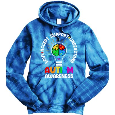 Love Accept Support Understand Autism Awareness Month Gift Tie Dye Hoodie