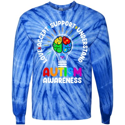 Love Accept Support Understand Autism Awareness Month Gift Tie-Dye Long Sleeve Shirt