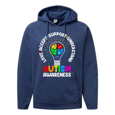 Love Accept Support Understand Autism Awareness Month Gift Performance Fleece Hoodie