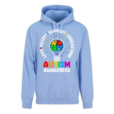 Love Accept Support Understand Autism Awareness Month Gift Unisex Surf Hoodie