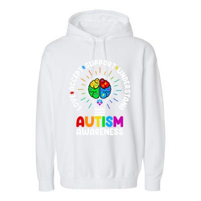 Love Accept Support Understand Autism Awareness Month Gift Garment-Dyed Fleece Hoodie