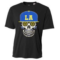 Los Angeles Sugar Skull Mexican Art Design Mexico Flag Cooling Performance Crew T-Shirt