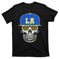 Los Angeles Sugar Skull Mexican Art Design Mexico Flag T-Shirt