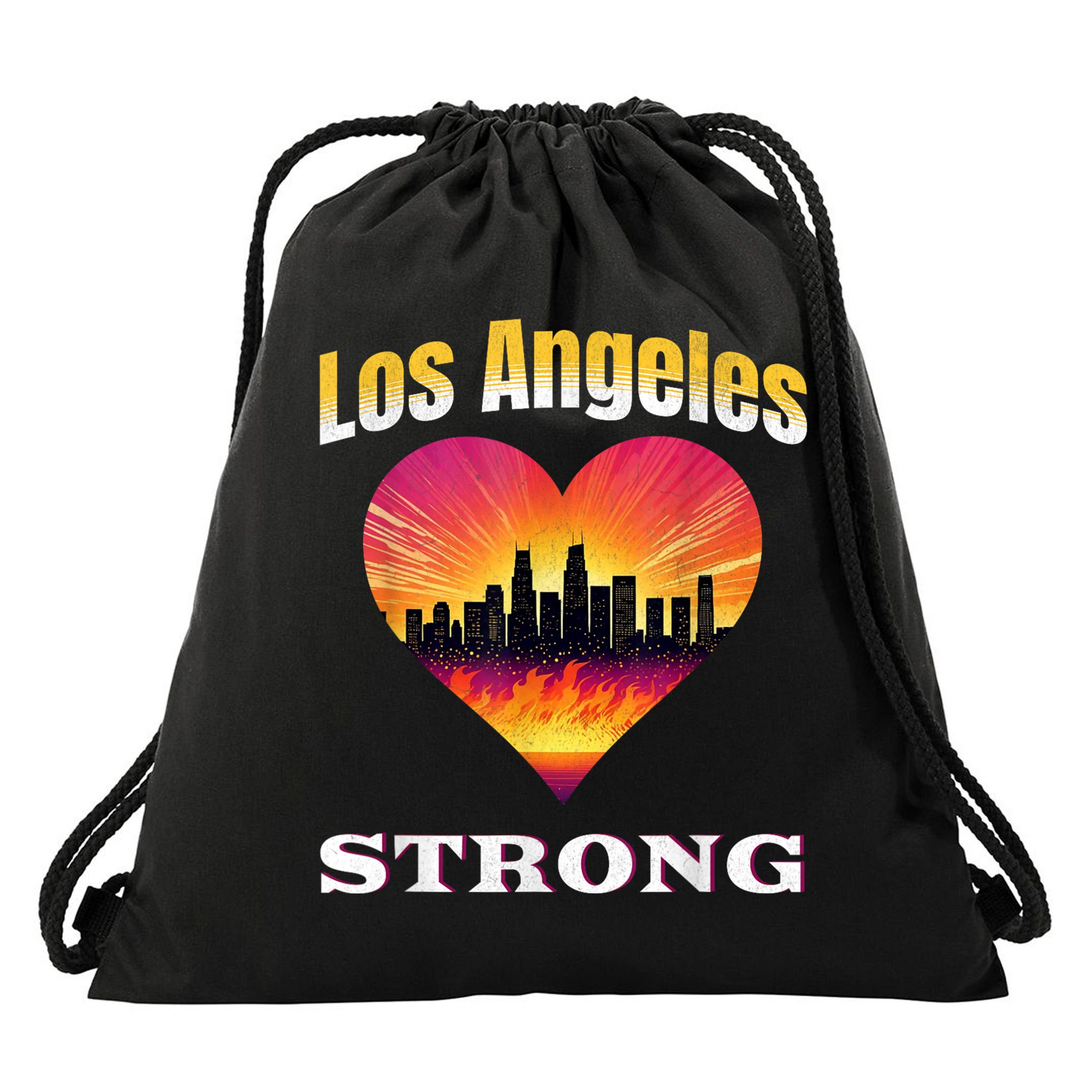 Los Angeles Strong Pray For La County Support California Drawstring Bag