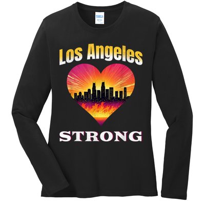 Los Angeles Strong Pray For La County Support California Ladies Long Sleeve Shirt
