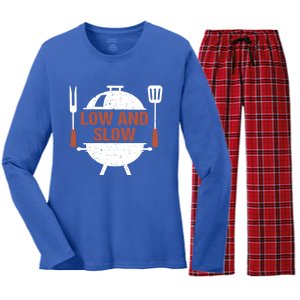 Low And Slow Bbq Grill Barbecue Cute Gift Women's Long Sleeve Flannel Pajama Set 