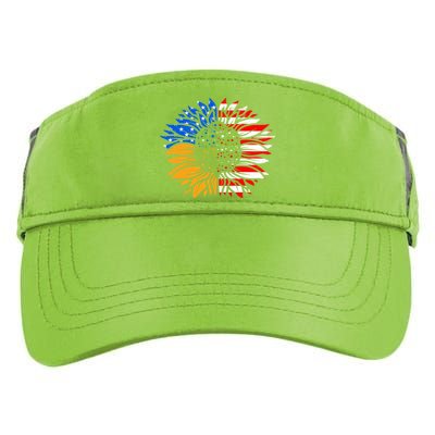 Love America Sunflower Fan America Flag Stars And Stripes Gift Adult Drive Performance Visor