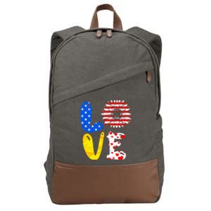 Love America Sunflower Fan America Flag Stars And Stripes Gift Cotton Canvas Backpack