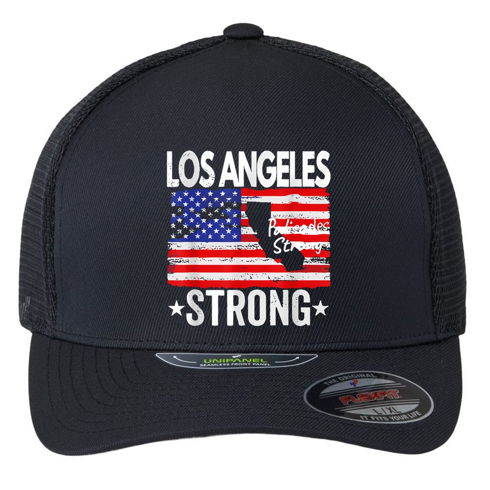 Los Angeles Strong Palisades Strong Flag Flexfit Unipanel Trucker Cap