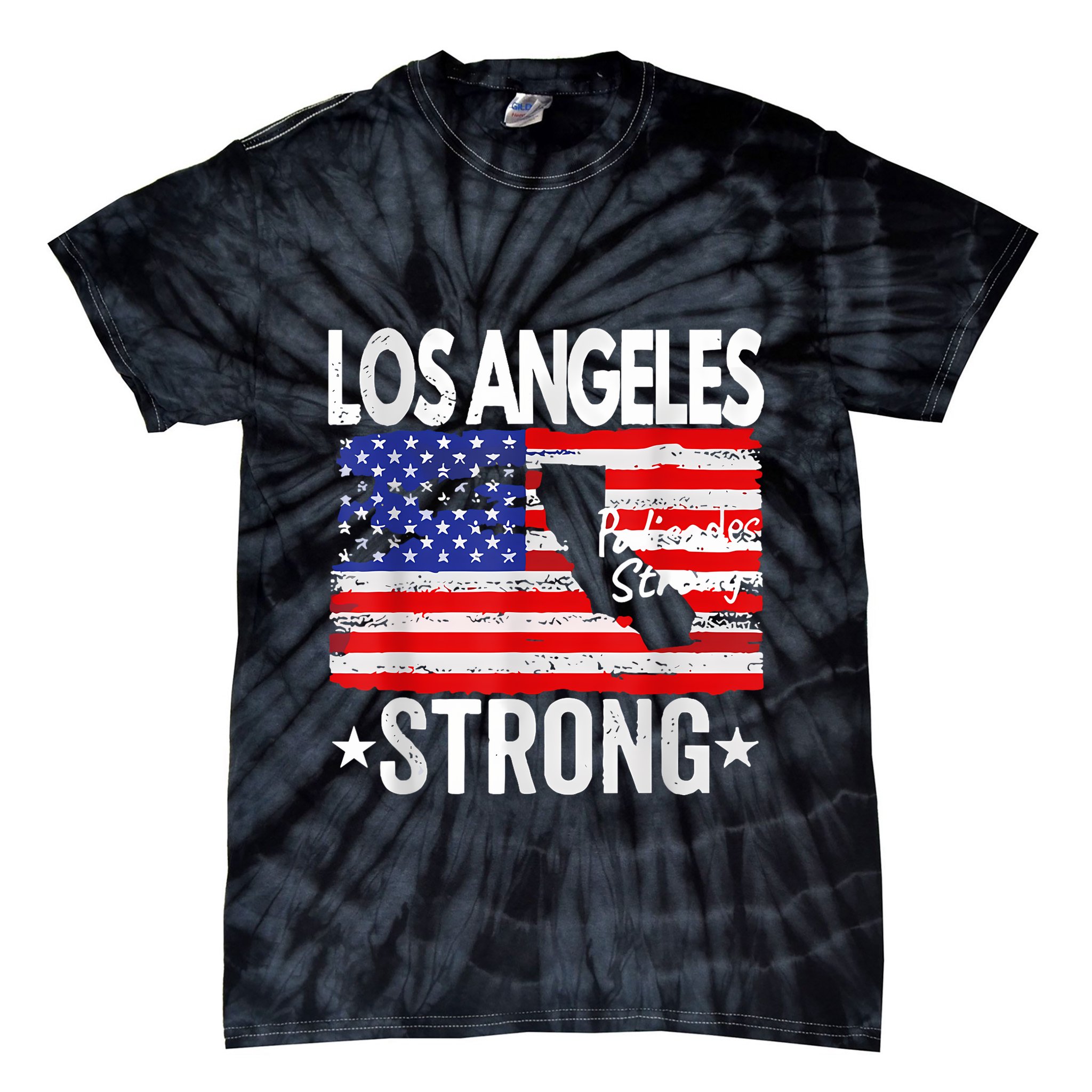 Los Angeles Strong Palisades Strong Flag Tie-Dye T-Shirt