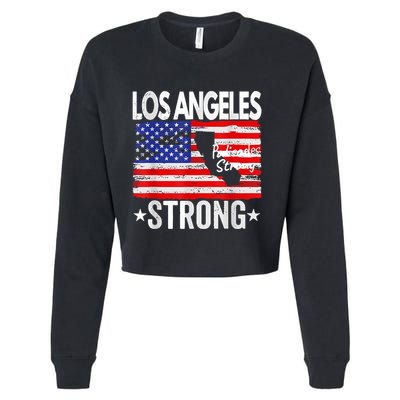 Los Angeles Strong Palisades Strong Flag Cropped Pullover Crew