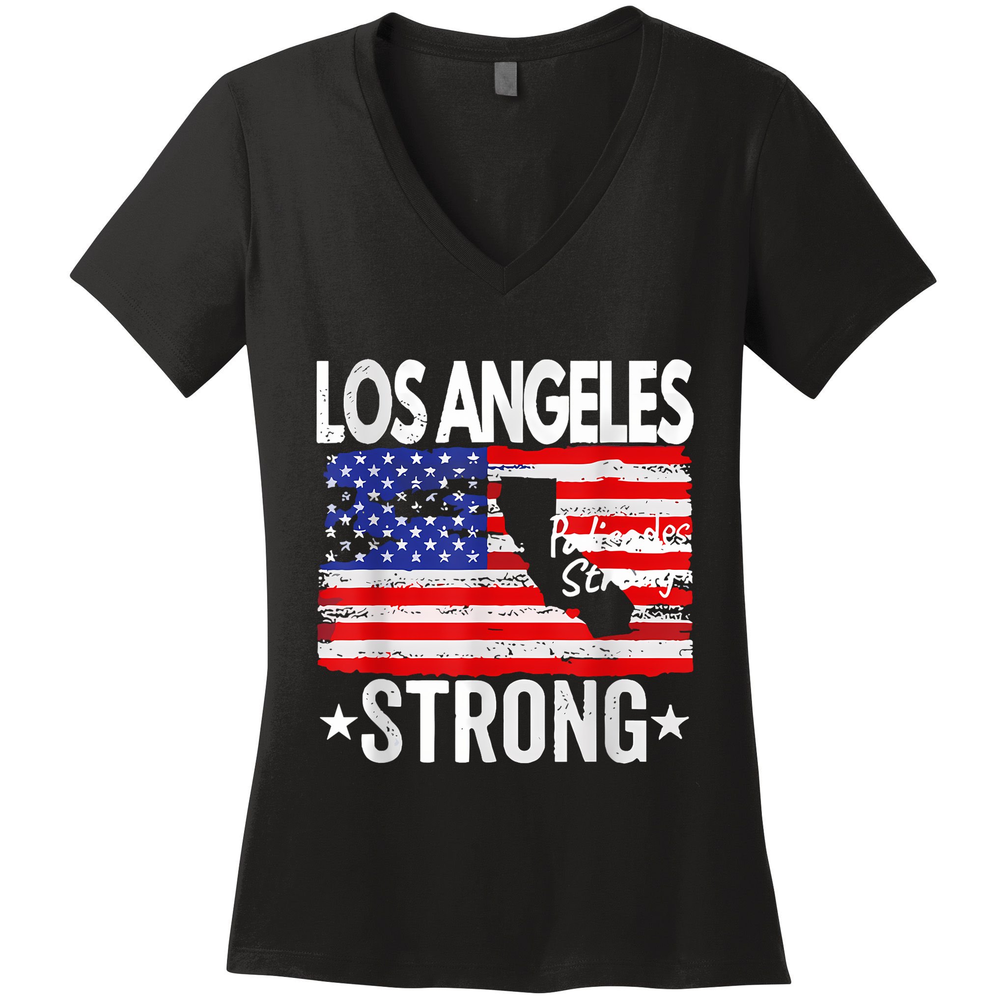 Los Angeles Strong Palisades Strong Flag Women's V-Neck T-Shirt