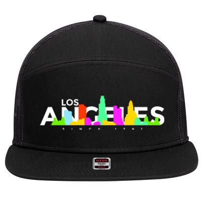 Los Angeles Skyline Since 1781 7 Panel Mesh Trucker Snapback Hat