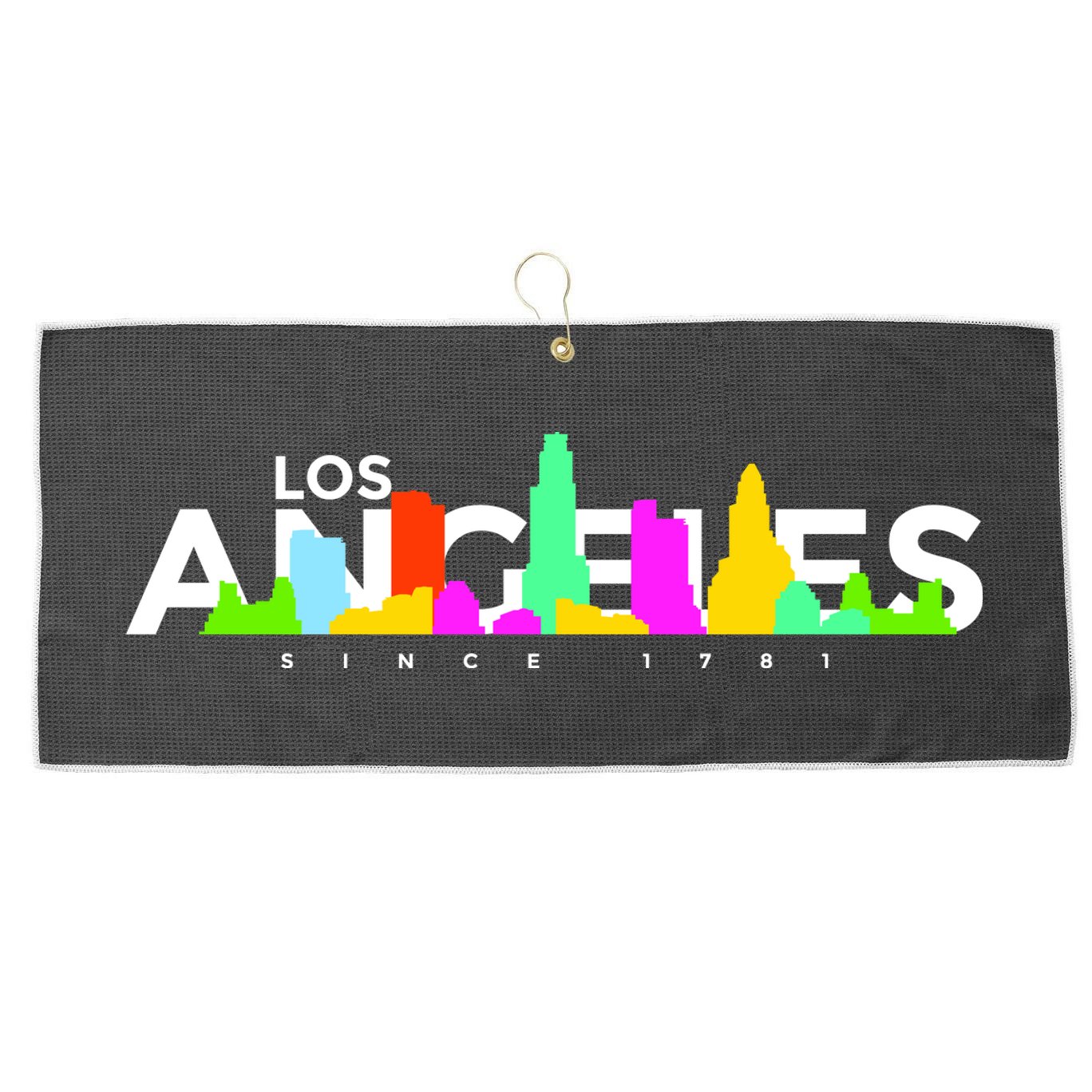 Los Angeles Skyline Since 1781 Large Microfiber Waffle Golf Towel