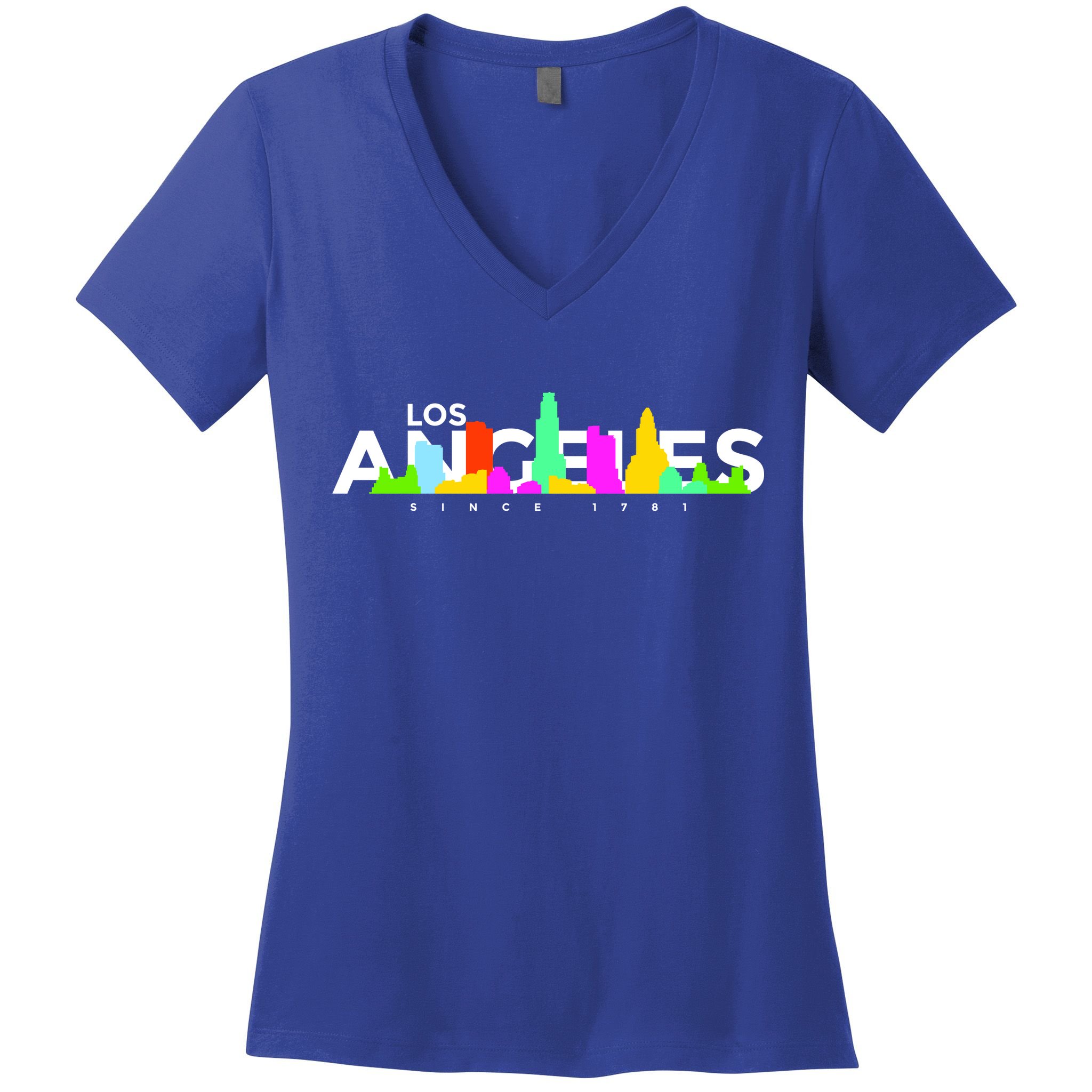 Los Angeles Skyline Since 1781 Women's V-Neck T-Shirt