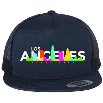 Los Angeles Skyline Since 1781 Flat Bill Trucker Hat