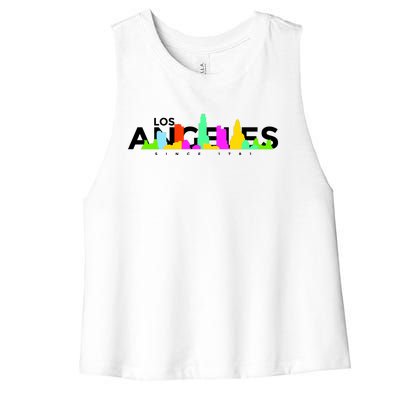 Los Angeles Skyline Since 1781 Women's Racerback Cropped Tank